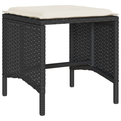 4-delige Loungeset met kussens poly rattan zwart