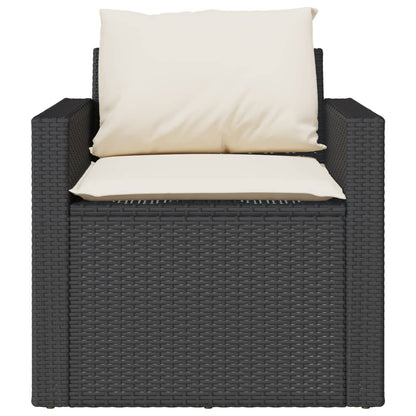 4-delige Loungeset met kussens poly rattan zwart
