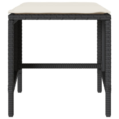 4-delige Loungeset met kussens poly rattan zwart