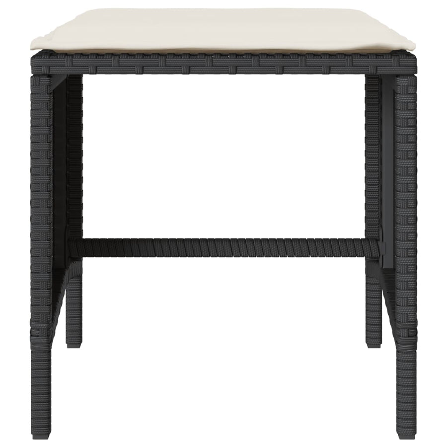 4-delige Loungeset met kussens poly rattan zwart