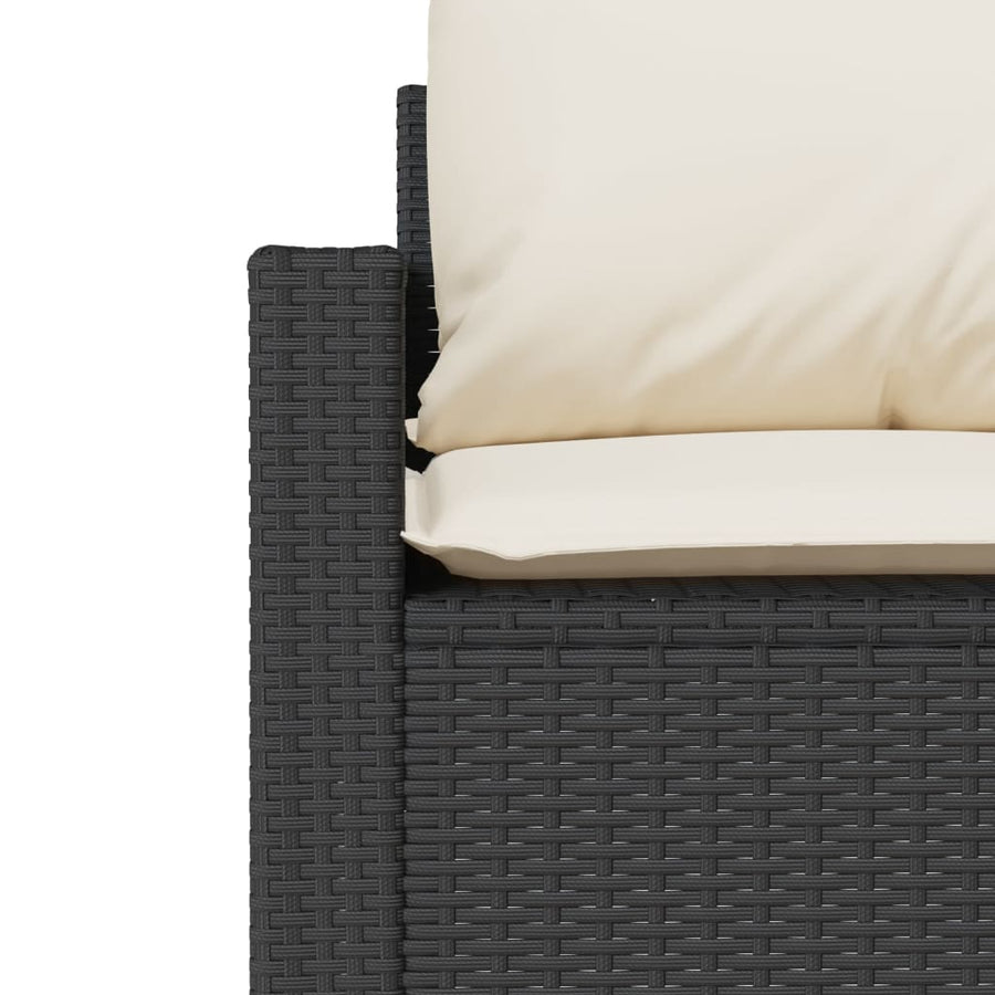 4-delige Loungeset met kussens poly rattan zwart