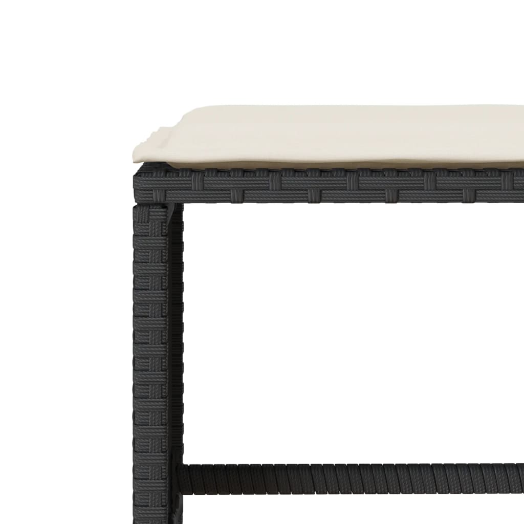 4-delige Loungeset met kussens poly rattan zwart