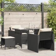 Loungeset 4-delig poly rattan zwart