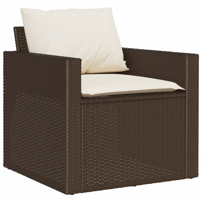 4-delige Loungeset met kussens poly rattan bruin