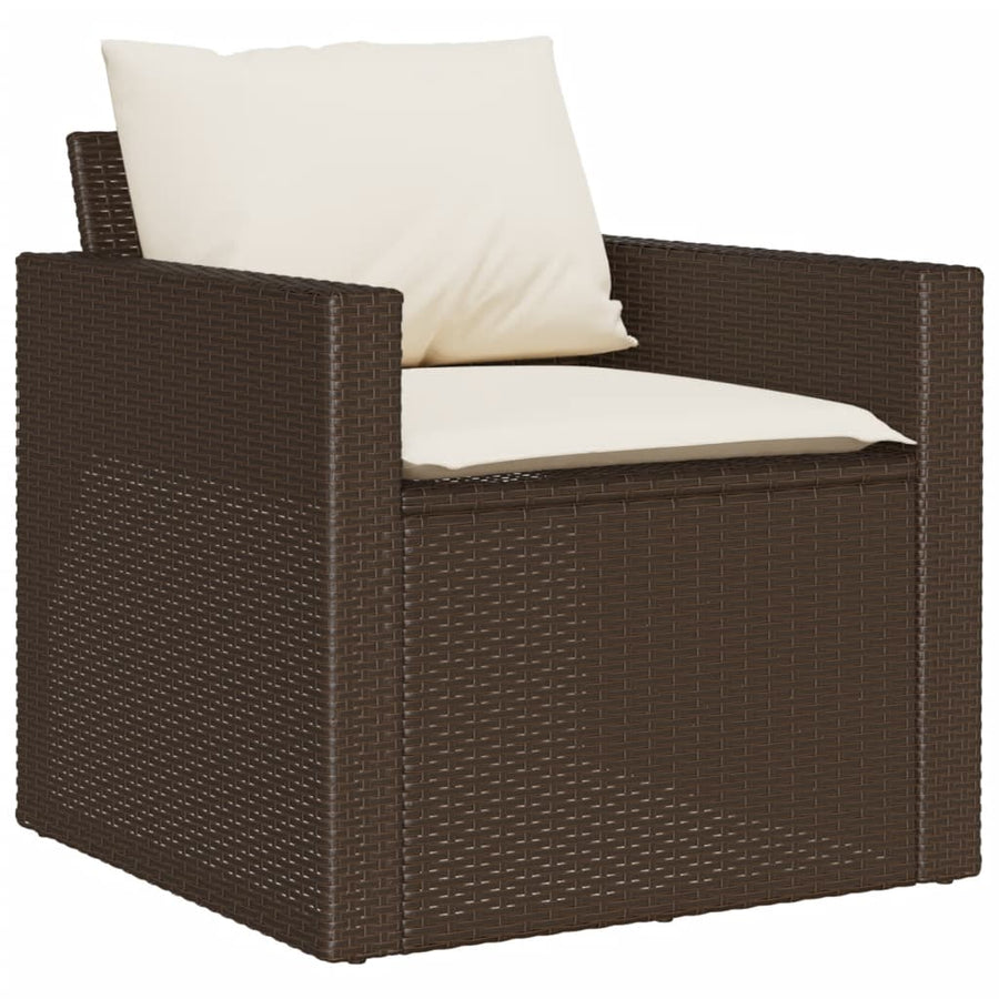 4-delige Loungeset met kussens poly rattan bruin