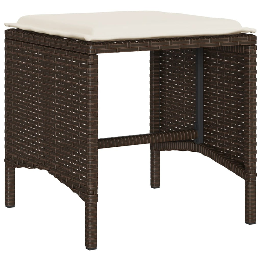 4-delige Loungeset met kussens poly rattan bruin