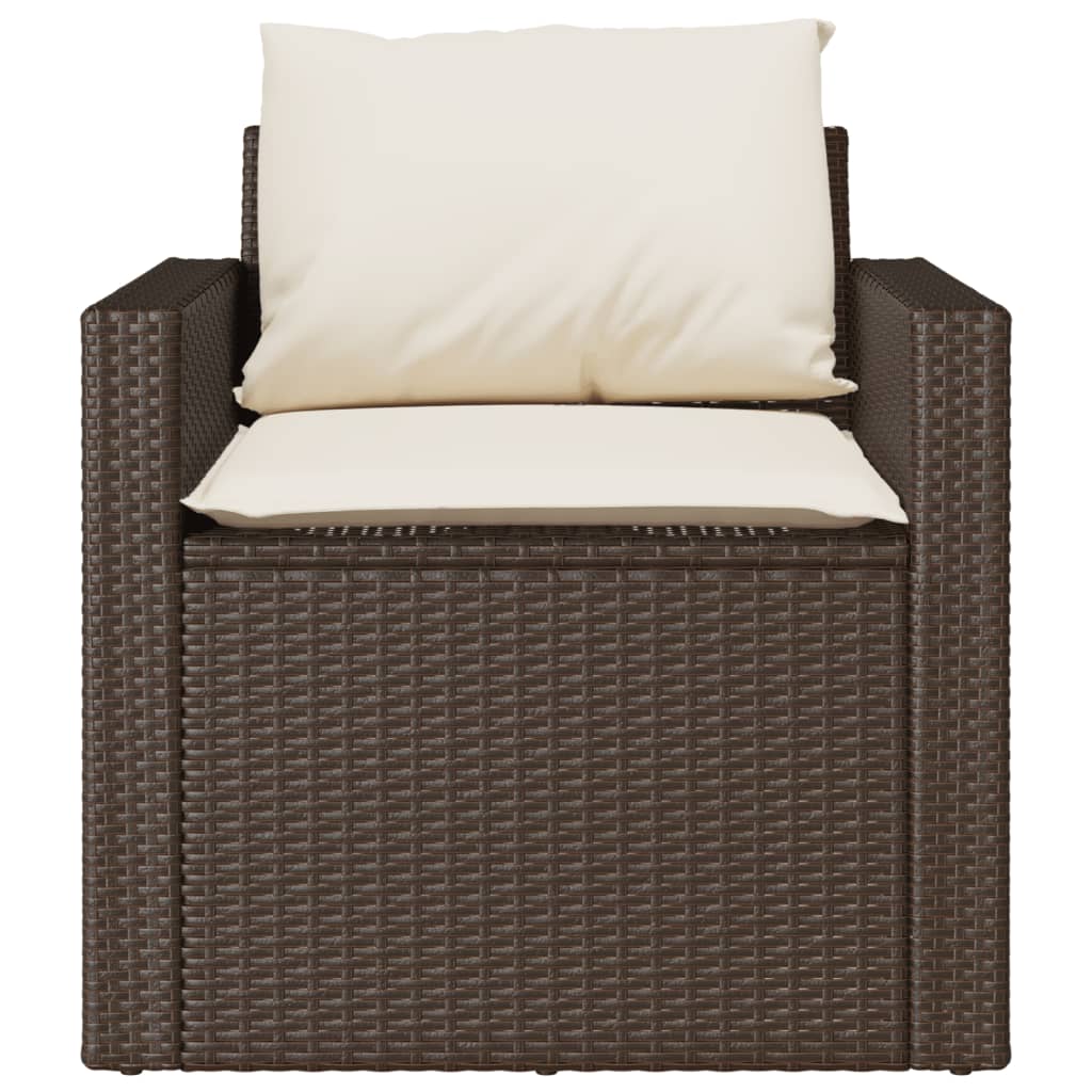4-delige Loungeset met kussens poly rattan bruin