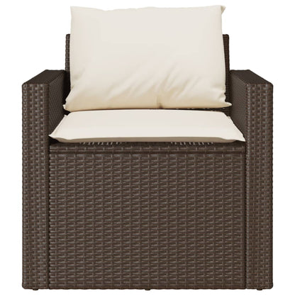 4-delige Loungeset met kussens poly rattan bruin