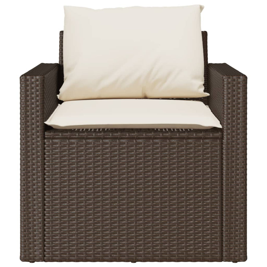 4-delige Loungeset met kussens poly rattan bruin