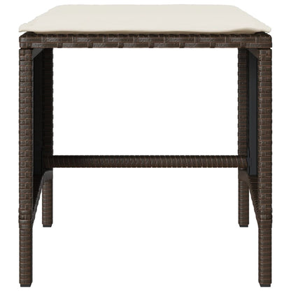 4-delige Loungeset met kussens poly rattan bruin