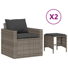 4-delige Loungeset met kussens poly rattan grijs