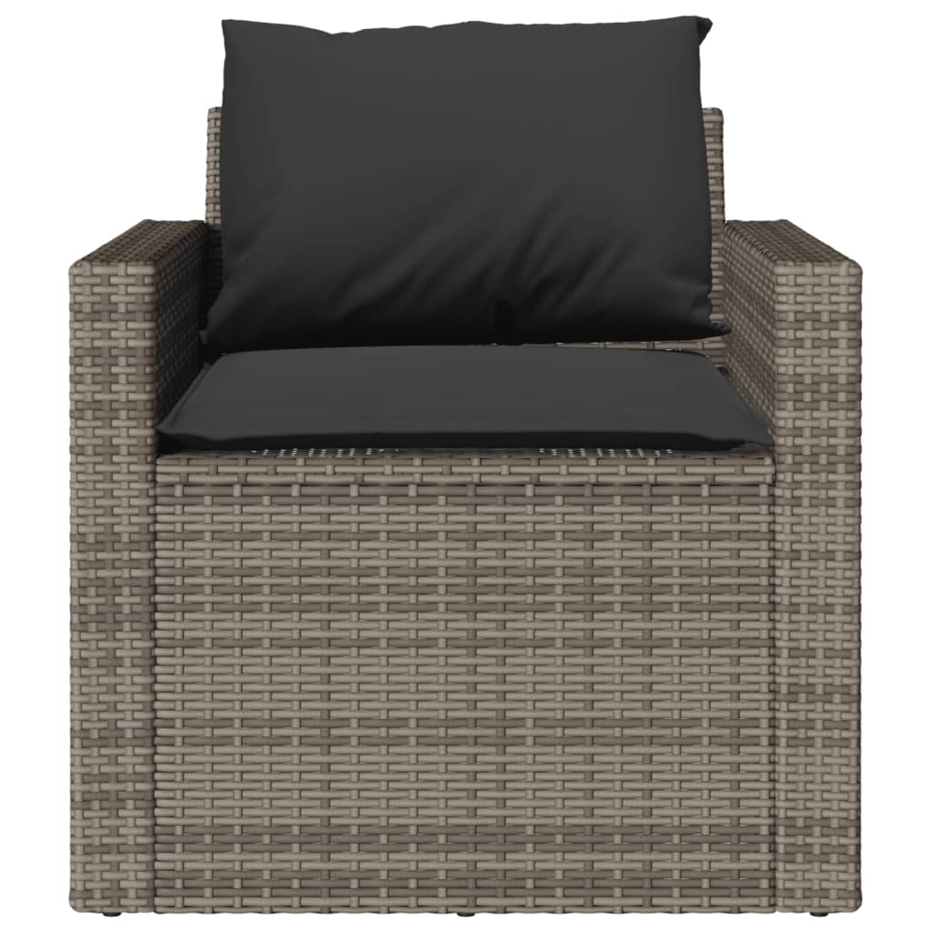 4-delige Loungeset met kussens poly rattan grijs