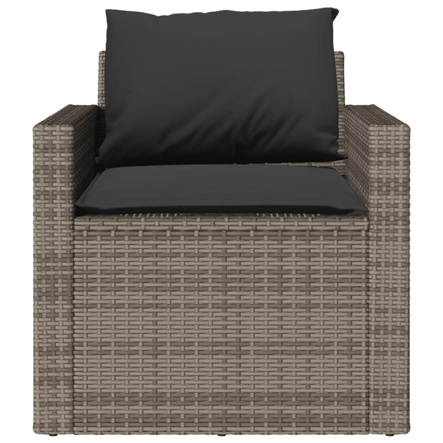 4-delige Loungeset met kussens poly rattan grijs