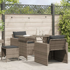 4-delige Loungeset met kussens poly rattan grijs