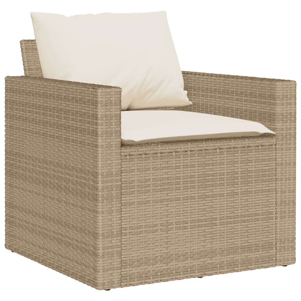 4-delige Loungeset met kussens poly rattan beige