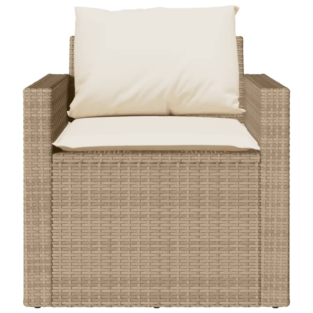 4-delige Loungeset met kussens poly rattan beige