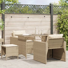 4-delige Loungeset met kussens poly rattan beige