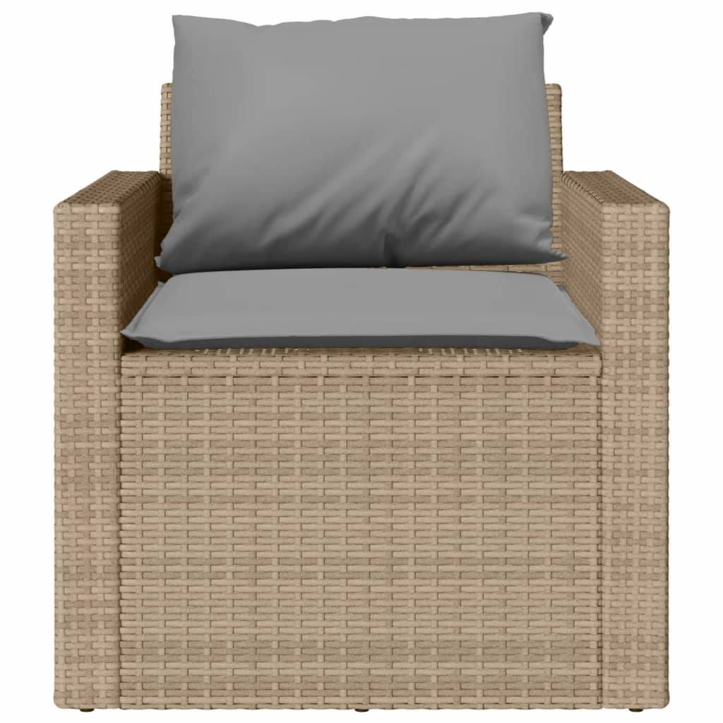 4-delige Loungeset met kussens poly rattan beige