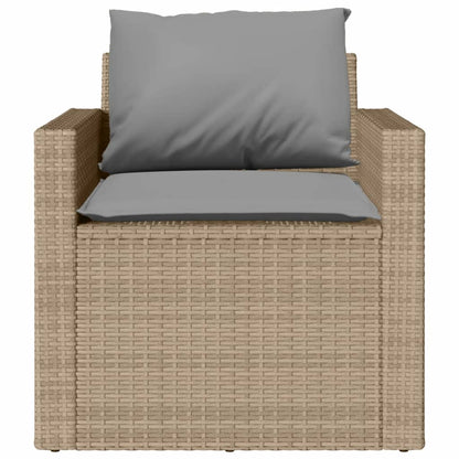 4-delige Loungeset met kussens poly rattan beige