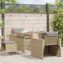 4-delige Loungeset met kussens poly rattan beige