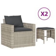 Loungeset 4-delig poly rattan lichtgrijs