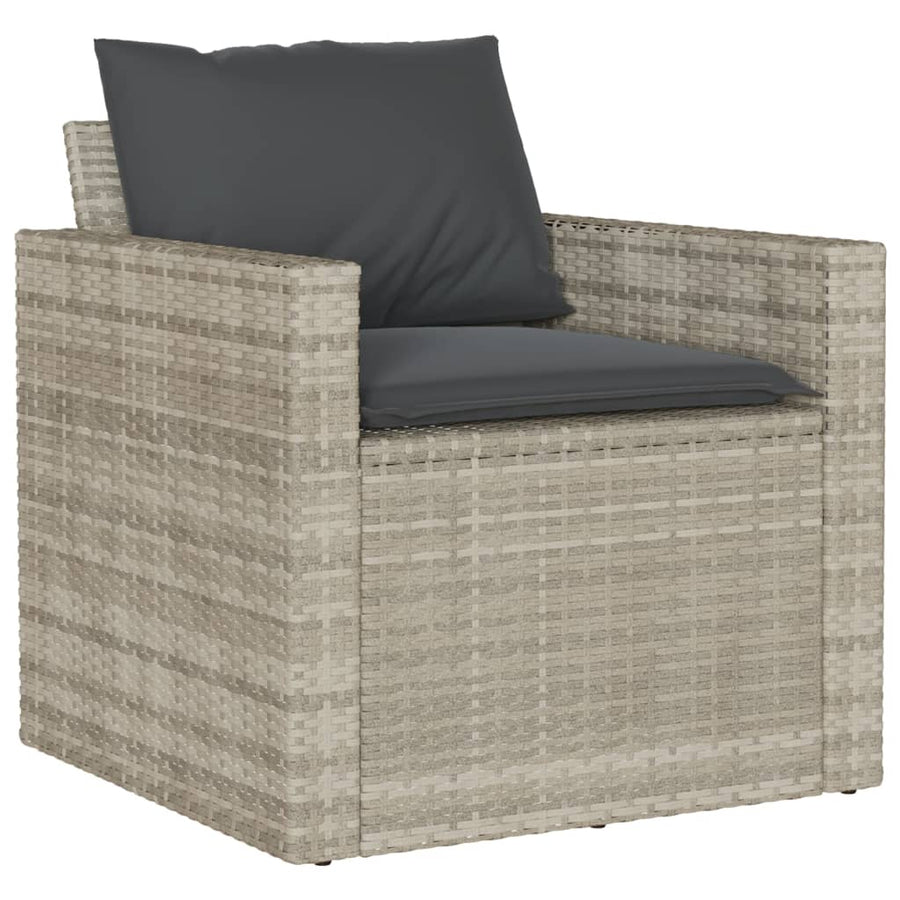 4-delige Loungeset met kussens poly rattan lichtgrijs