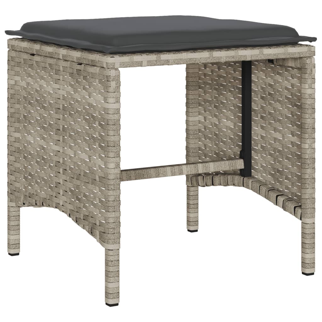 4-delige Loungeset met kussens poly rattan lichtgrijs