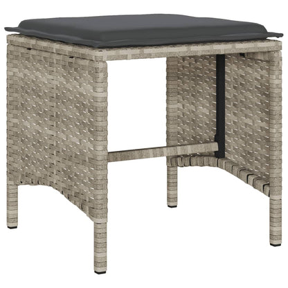 4-delige Loungeset met kussens poly rattan lichtgrijs
