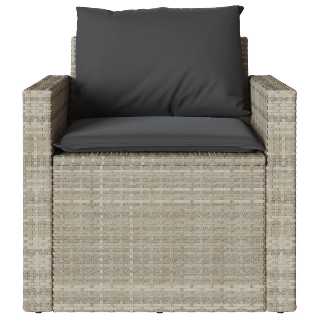 4-delige Loungeset met kussens poly rattan lichtgrijs