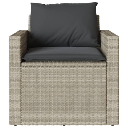 4-delige Loungeset met kussens poly rattan lichtgrijs
