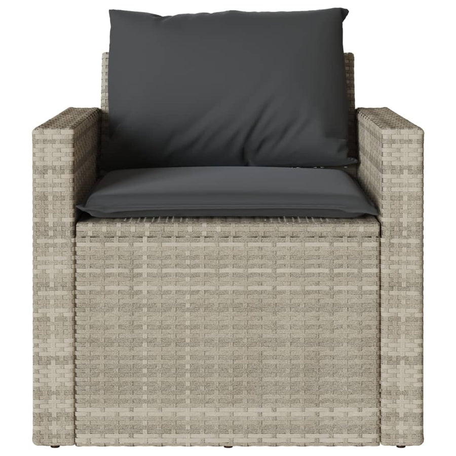 4-delige Loungeset met kussens poly rattan lichtgrijs