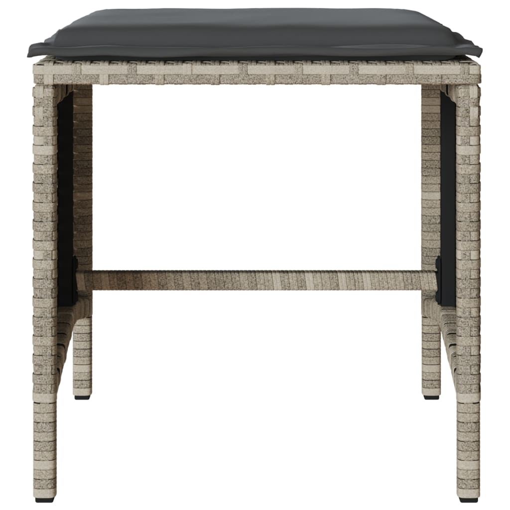 4-delige Loungeset met kussens poly rattan lichtgrijs