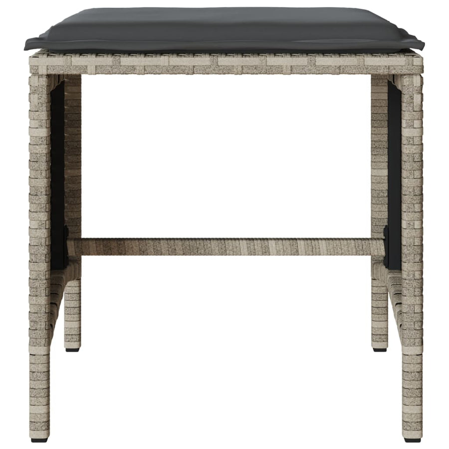 4-delige Loungeset met kussens poly rattan lichtgrijs