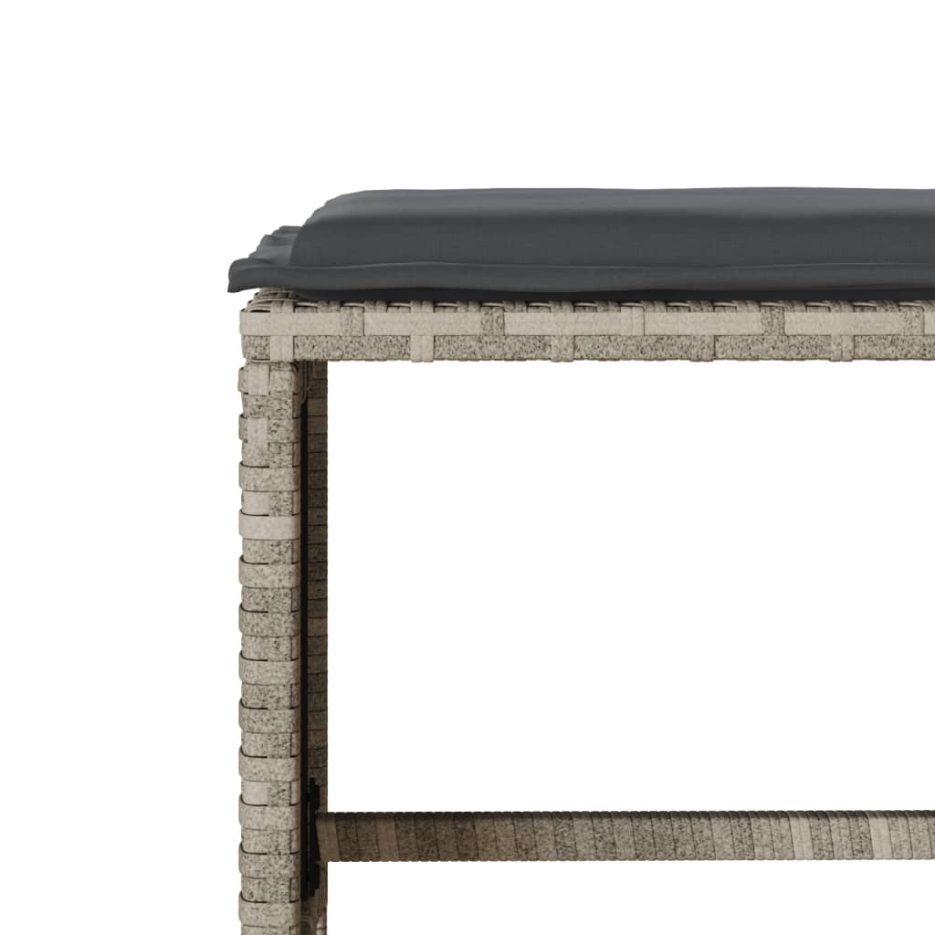 4-delige Loungeset met kussens poly rattan lichtgrijs