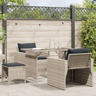 4-delige Loungeset met kussens poly rattan lichtgrijs