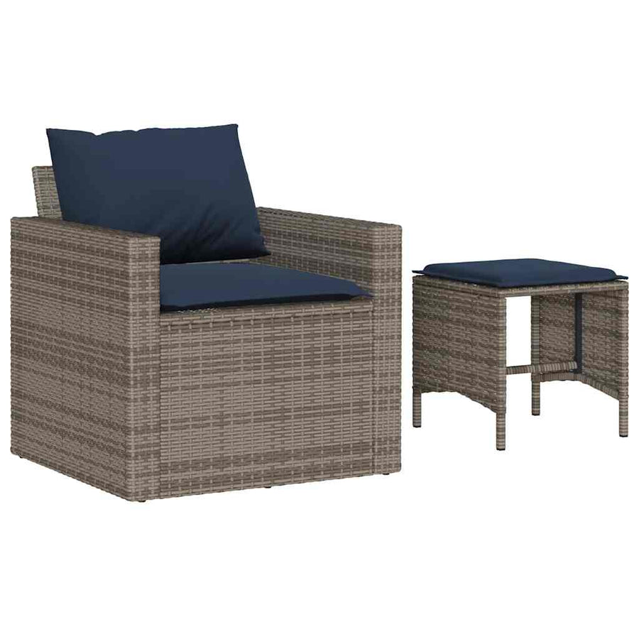 4-delige Loungeset met kussens poly rattan grijs