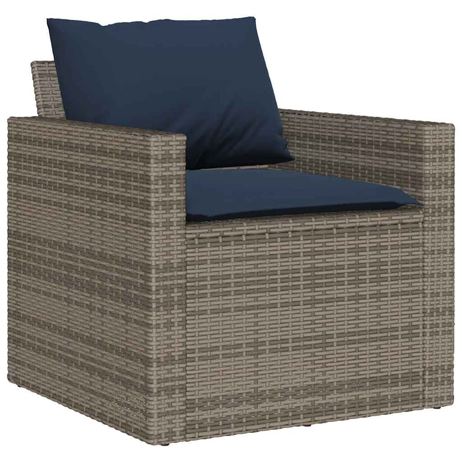 4-delige Loungeset met kussens poly rattan grijs