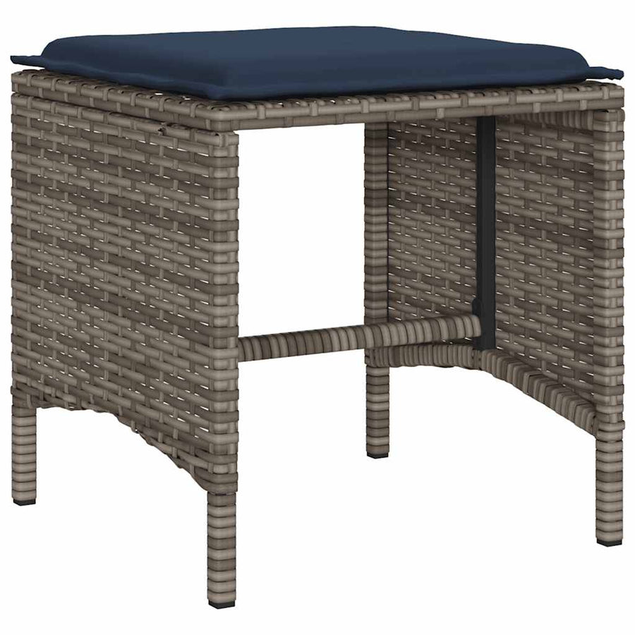 4-delige Loungeset met kussens poly rattan grijs