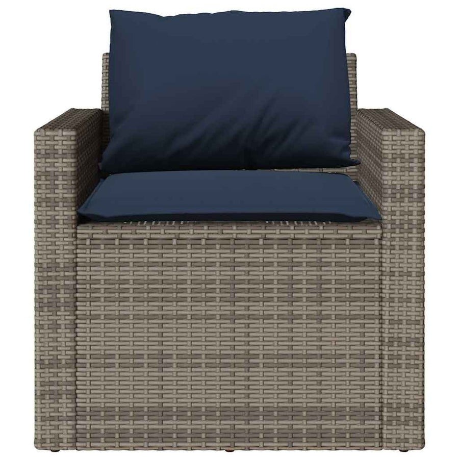 4-delige Loungeset met kussens poly rattan grijs