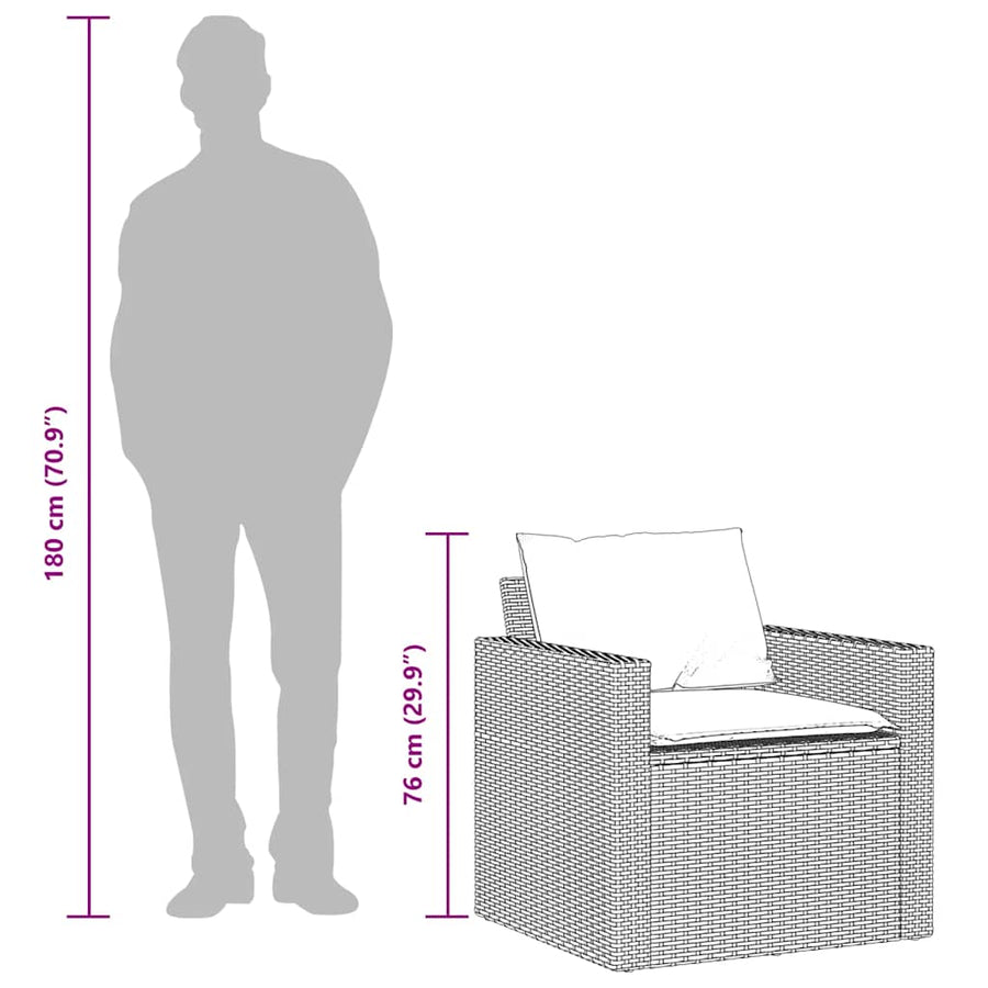 4-delige Loungeset met kussens poly rattan grijs
