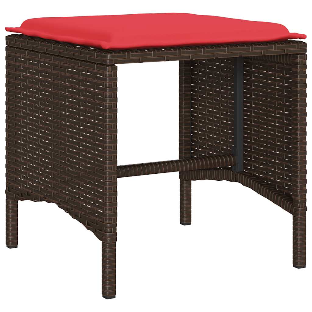 4-delige Loungeset met kussens poly rattan bruin