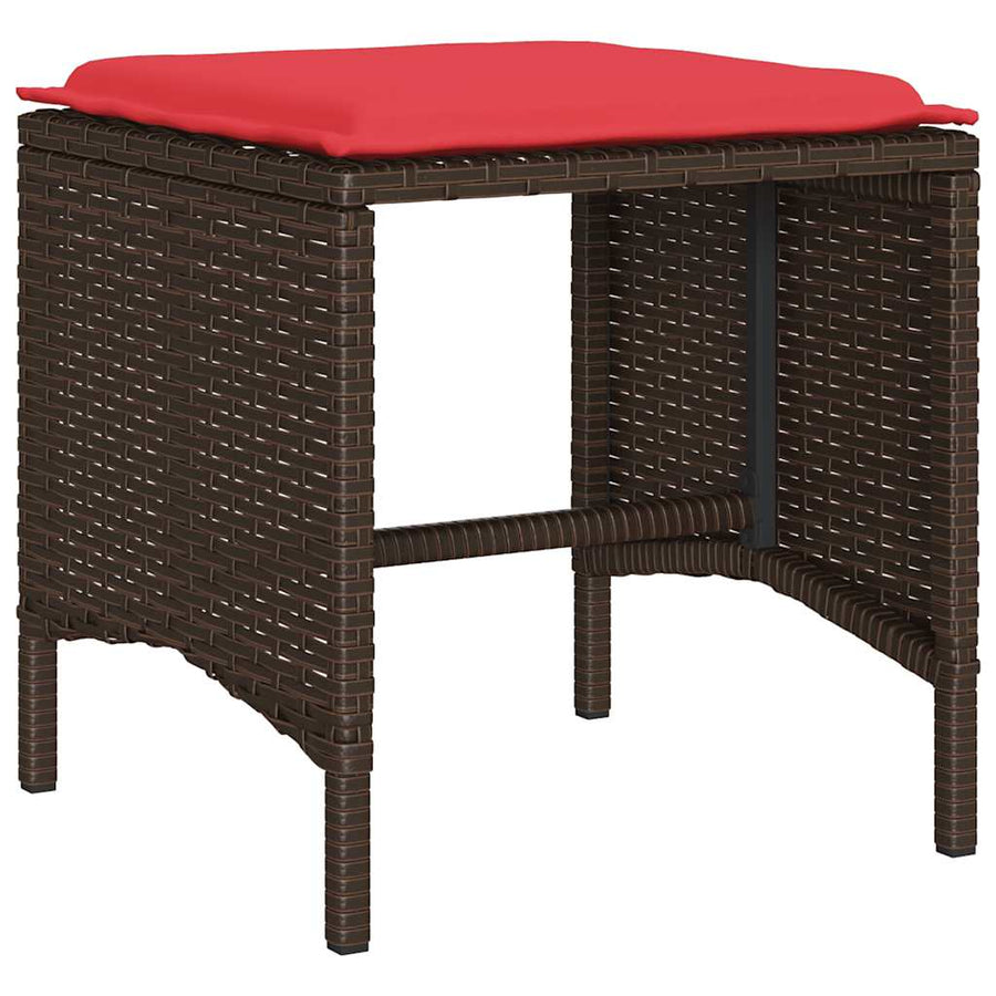 4-delige Loungeset met kussens poly rattan bruin