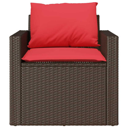 4-delige Loungeset met kussens poly rattan bruin