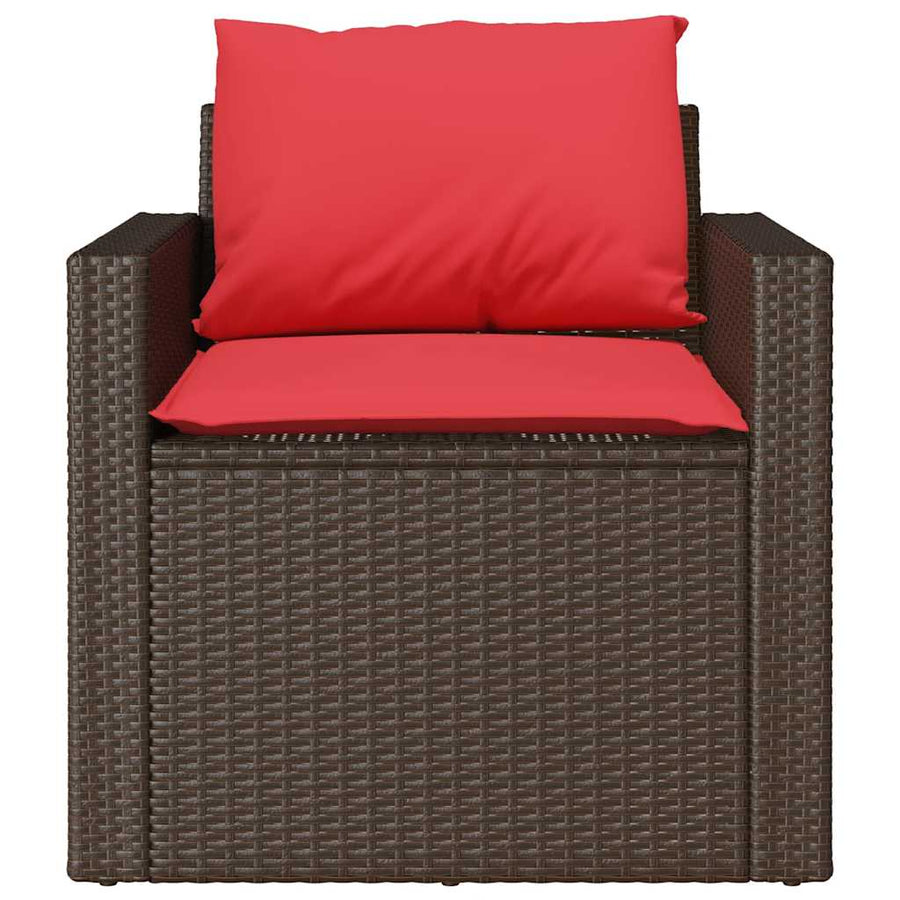 4-delige Loungeset met kussens poly rattan bruin