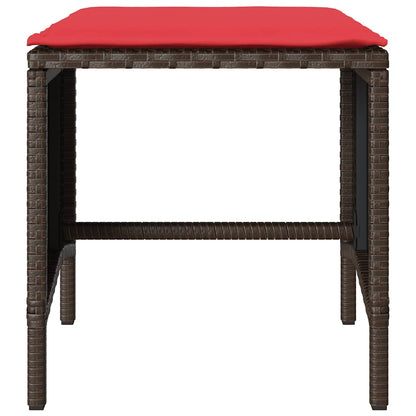 4-delige Loungeset met kussens poly rattan bruin