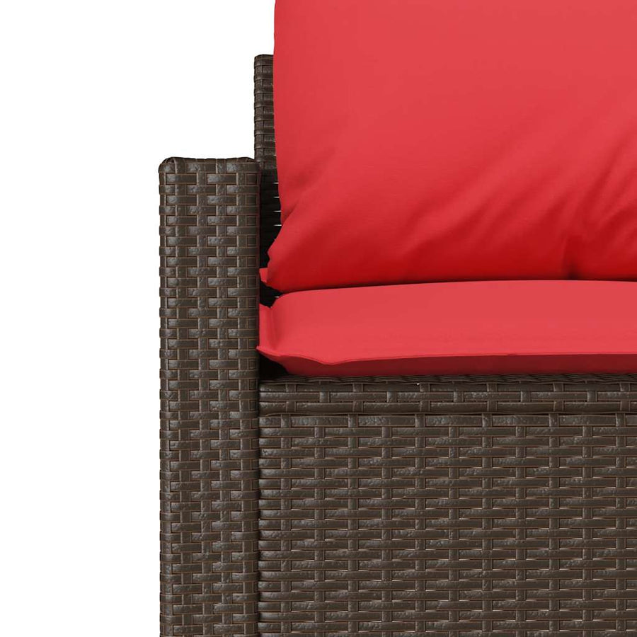 4-delige Loungeset met kussens poly rattan bruin