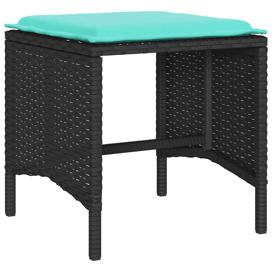 4-delige Loungeset met kussens poly rattan zwart