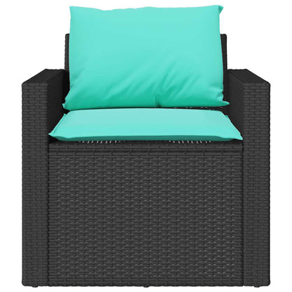 4-delige Loungeset met kussens poly rattan zwart
