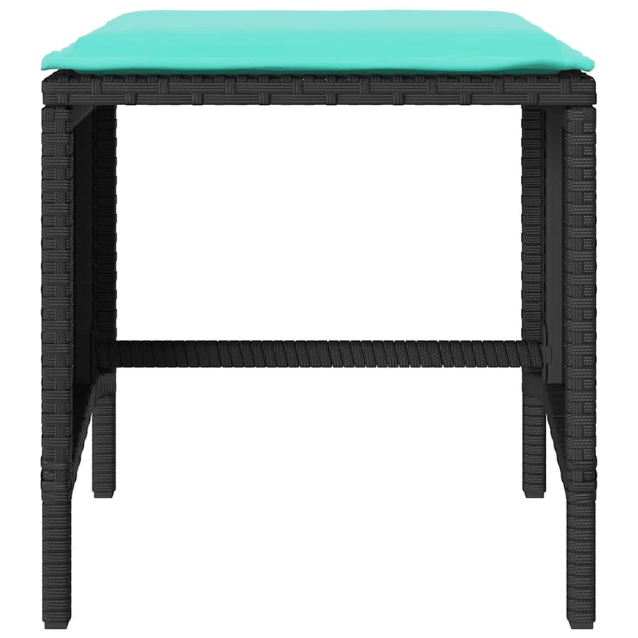 4-delige Loungeset met kussens poly rattan zwart