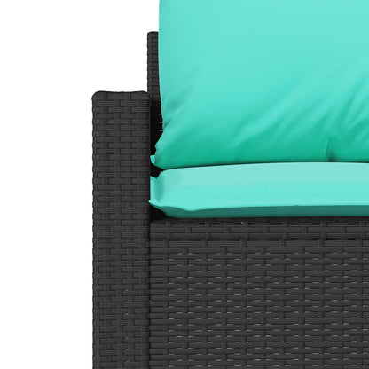 4-delige Loungeset met kussens poly rattan zwart